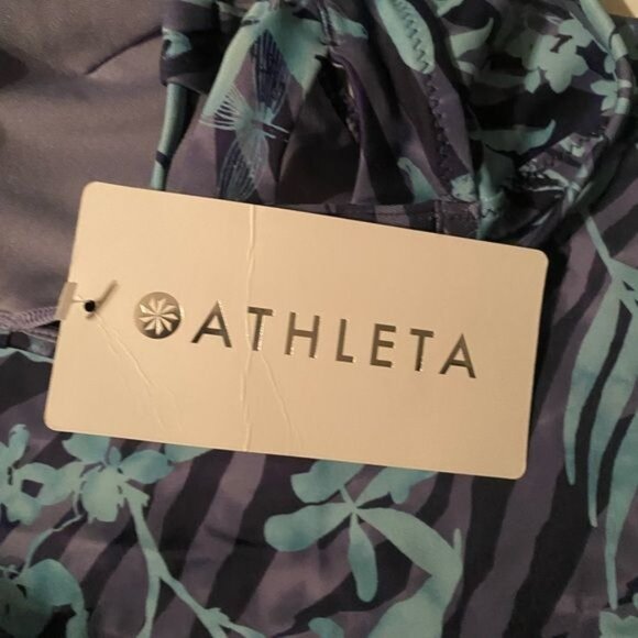 Athleta Womens A-C Triangle Tankini Top Swim Tank XS Floral Blue Beachy - Picture 10 of 12